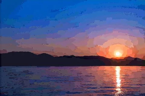 A close up of a sunset paiinting Stock Photos