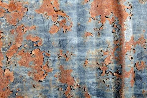 Close-up surface of old rusty barrel with shabby paint. Stock Photos