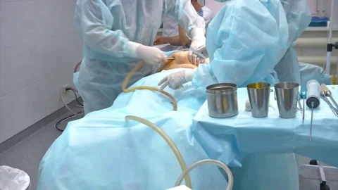 Close-up Of Surgeon Hands Drawing Correction Lines On Woman Stomach Video stock 83202772