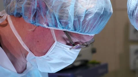 Close-up of surgeon's face in the mask, 4k footage Video stock 55961855