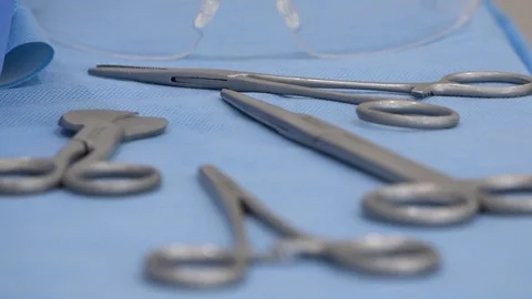 Close up of surgical instruments Stock Footage