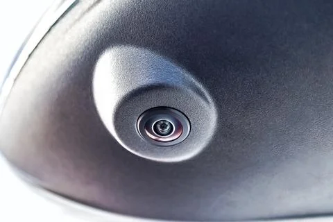 Close up of surround view 360 degrees camera system in the car mirror. Parkin Stock Photos