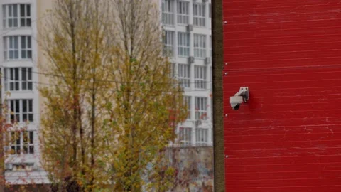 Close-up surveillance camera. cctv camera Stock Footage 219947770