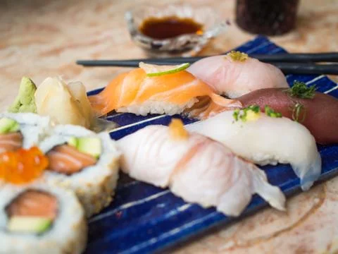 Close up of sushi plate Foto stock