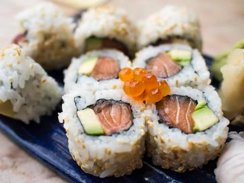 Close up of sushi plate Stock Photos
