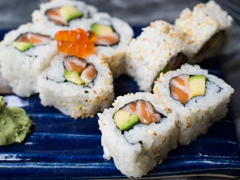 Close up of sushi roll Stock Photos