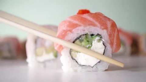 Close-up sushi roll set Stock Footage 167218265