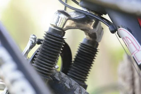 Close up on suspension element for bicycle Stock Photos