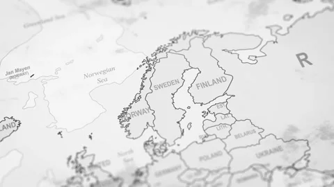 Close Up Of Sweden Borders. World Map Animation. Stock Footage 331810925