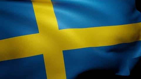 Close up of Sweden flag waving in wind. Flag background 4K UHD 60FPS Video stock 121039072