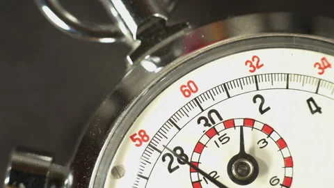 Close up of the sweeping hand of a stopwatch Stock Footage 195113482