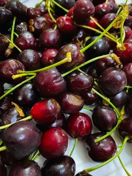 Close-up of sweet and sour organic cherries Stock Photos