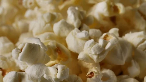 Close up of sweet popcorn, focus pull Stock Footage 79860689