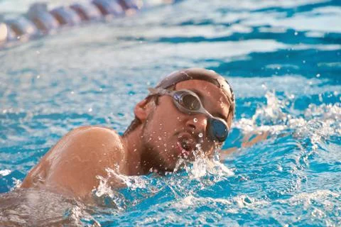 Close-up of swimmer man Stock Photos