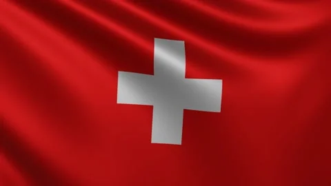 Close-up of the Swiss flag waving in the wind. Switzerland national flag waving Stock Footage 218989500
