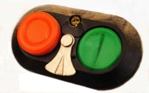 Close-up of ON/OFF switch of control panel in an industry Stock Photos