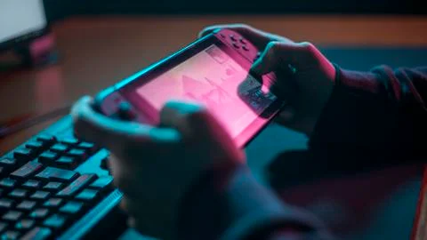 Close up on switch in the hands 스톡 사진