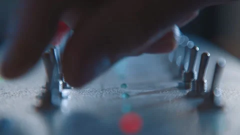 Close-up of switch panel. Manual panel with toggle switches Stock Footage 234153523