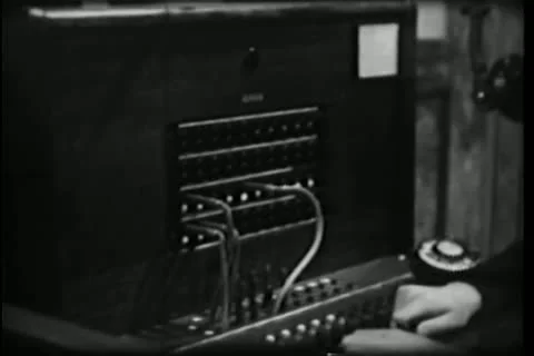 Close-up of switchboard operator connecting call Stock Footage 25208076