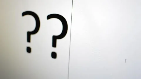 Close-up "?" symbol of question mark typed on the computer. ? sign on white Stock Footage 200112159