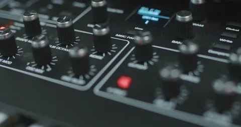 Close-up of synthesizer and knobs 库存影片 129870694
