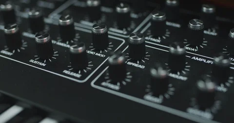 Close-up of a synthesizer and knobs 스톡 동영상 129870804