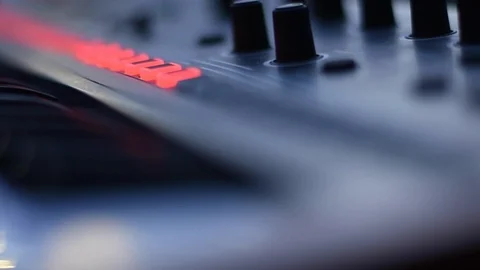 Close-up on synthesizer. Stock Footage 125867379
