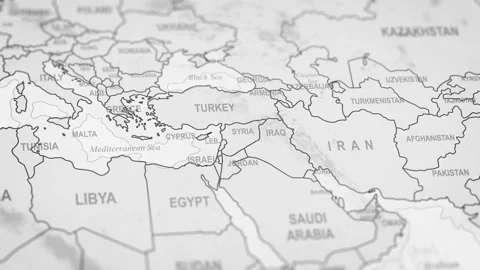 Close Up Of Syria Borders. World Map Animation. Stock Footage 331811980