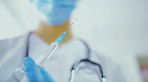 Close up of a syringe with medicine Stock Footage 59220101