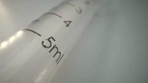 A close-up syringe. Panorama on the amount of medication that can fit in the Stock Footage 141588826