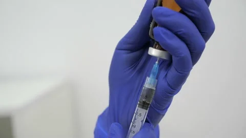 Close up of syringe, to prepare for medic injection Medical concept. Stock Footage 142229680