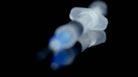 Close up syringe rack focus Stock Footage 12625885