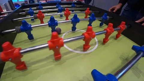 Close-up of table football figures Stock Footage 88296568