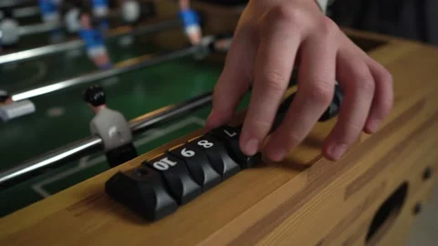 Close Up Of Table Kicker  Game Adding a Point to the Goals Scored Stock Footage 150291098