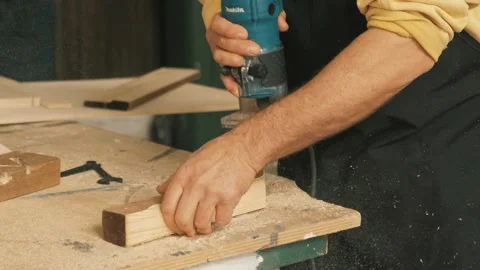 Close Up of Table Saw Cutting Wood on Construction Site Stock Footage 167709704