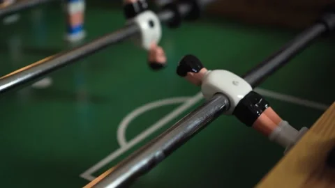 Close Up Of Table Soccer Game Miniatur Football Stock Footage 150291163