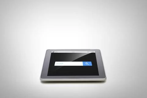 Close up of tablet pc with internet browser search Illustrazione stock