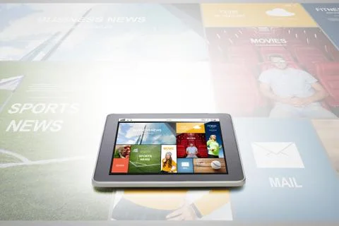 Close up of tablet pc with news application Stock Illustration