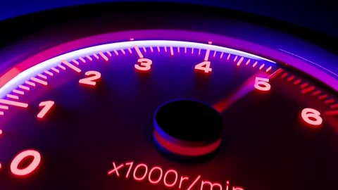 Close-up of Tachometer  Rising and Falling RPM Stock Footage 304957696