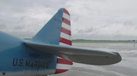 Close-up of tail of North American T-6 Texan warbird Stock Footage 50184950