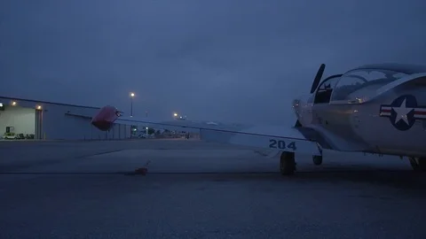  Close Up Tail Plane Night  Stock Footage 92178619