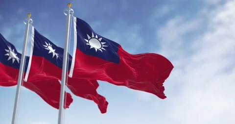 Close-up of Taiwan flag waving in the wind Stock Footage 267212846