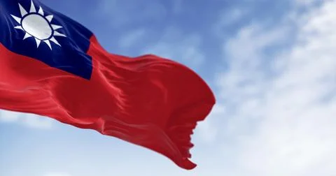 Close-up of Taiwan flag waving in the wind Illustrazione stock