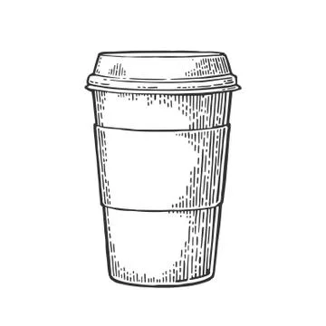 Close up take-out Coffee with cap and cup holder Stock Illustration
