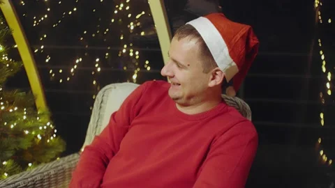 Close-up of a talking man for the New Year. Friends celebrate the New Year at Stock Footage 167245702