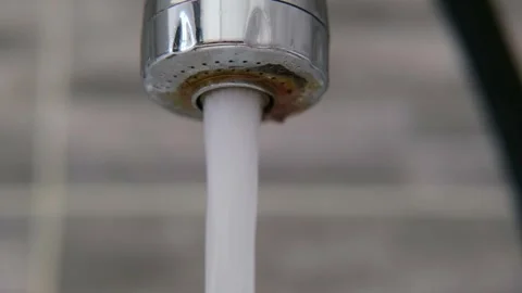 Close-up of tap water in the kitchen Stock Footage 286082562