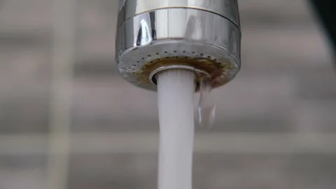 Close-up of tap water in the kitchen Stock Footage 289388706