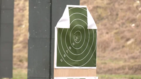 Close up of target with bullet holes. Stock Footage 306399256