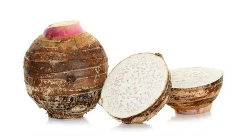 Close up taro isolated on the white background Stock Photos