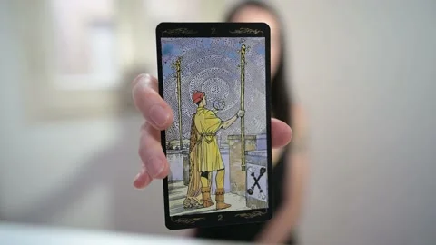 Close Up  Tarot Card two Sticks Stock Footage 171858414